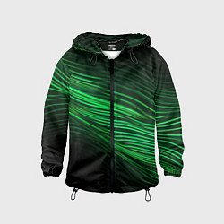 Ветровка с капюшоном детская Green neon lines, цвет: 3D-черный