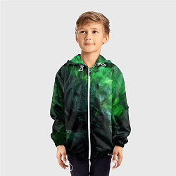 Ветровка с капюшоном детская Зеленая объемная текстура, цвет: 3D-белый — фото 2