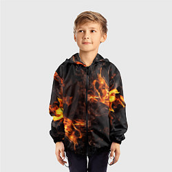 Ветровка с капюшоном детская Огонь и дым, цвет: 3D-черный — фото 2