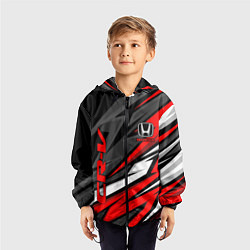 Ветровка с капюшоном детская Honda - CR-V - геометрия, цвет: 3D-черный — фото 2