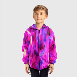 Ветровка с капюшоном детская Pink blue texture, цвет: 3D-черный — фото 2