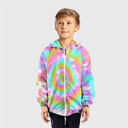 Ветровка с капюшоном детская Tie-Dye кислотный в стиле барби, цвет: 3D-белый — фото 2