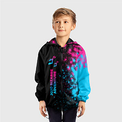 Ветровка с капюшоном детская JoJo Bizarre Adventure - neon gradient: по-вертика, цвет: 3D-черный — фото 2