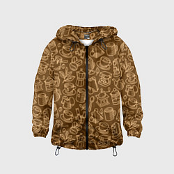 Ветровка с капюшоном детская Кофе и чай - коричневый, цвет: 3D-черный