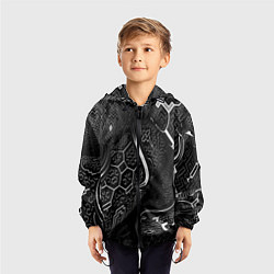 Ветровка с капюшоном детская Чёрно-белая орнамент, цвет: 3D-черный — фото 2