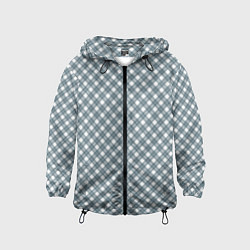 Ветровка с капюшоном детская Бело-серый узор в клетку, цвет: 3D-черный