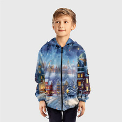 Ветровка с капюшоном детская New year city, цвет: 3D-черный — фото 2