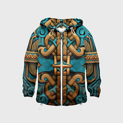 Ветровка с капюшоном детская Орнамент в норвежском стиле, цвет: 3D-белый