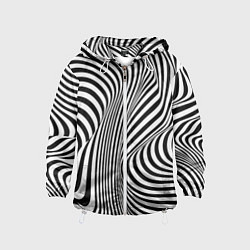 Ветровка с капюшоном детская Цвета зебры оптическая иллюзия, цвет: 3D-белый