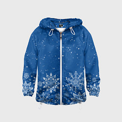 Детская ветровка Текстура снежинок на синем фоне