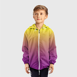 Ветровка с капюшоном детская Желто-фиолетовый градиент, цвет: 3D-белый — фото 2