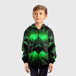 Ветровка с капюшоном детская Абстрактное царство зелени, цвет: 3D-черный — фото 2