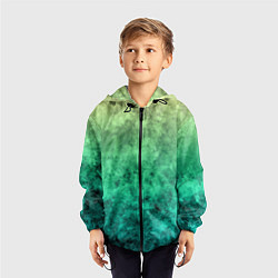Ветровка с капюшоном детская Абстракция - изумрудная текстура, цвет: 3D-черный — фото 2