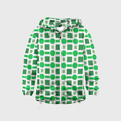 Детская ветровка Зелёные кирпичики и белые полосы