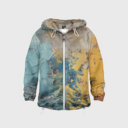 Ветровка с капюшоном детская Гранжевая стена с краской, цвет: 3D-белый