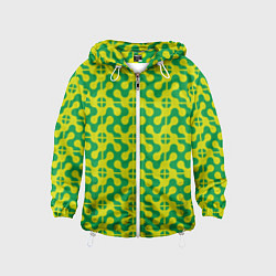 Ветровка с капюшоном детская Паттерн из трансформированных геометрических фигур, цвет: 3D-белый