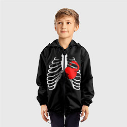 Ветровка с капюшоном детская Сердце качка, цвет: 3D-черный — фото 2