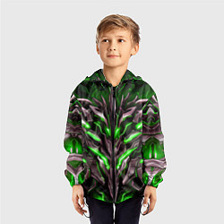 Ветровка с капюшоном детская Зелёная кибер броня, цвет: 3D-черный — фото 2