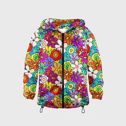 Ветровка с капюшоном детская Floral multicolour, цвет: 3D-черный