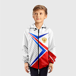 Ветровка с капюшоном детская Герб РФ - классические цвета флага, цвет: 3D-черный — фото 2