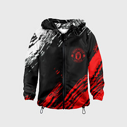 Ветровка с капюшоном детская ФК Манчестер Юнайтед спортивные краски, цвет: 3D-черный