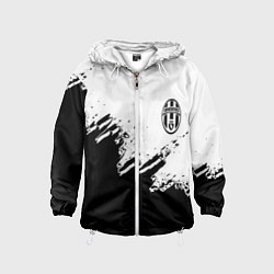 Ветровка с капюшоном детская Juventus black sport texture, цвет: 3D-белый