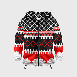 Ветровка с капюшоном детская Красные и чёрные фигуры, цвет: 3D-черный