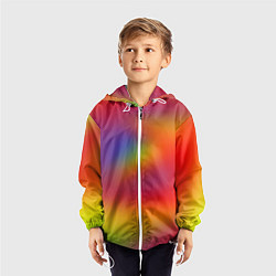 Ветровка с капюшоном детская Цвета радуги радужный фон, цвет: 3D-белый — фото 2
