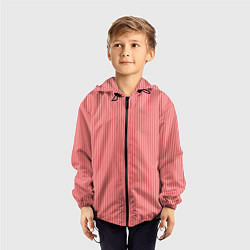 Ветровка с капюшоном детская Красно-розовый тонкие полосы, цвет: 3D-черный — фото 2