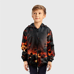 Ветровка с капюшоном детская Взрыв плит и огонь, цвет: 3D-черный — фото 2