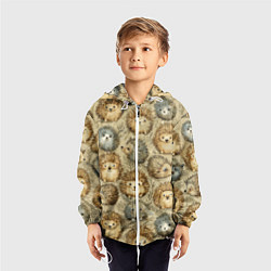 Ветровка с капюшоном детская Паттерн лесной ежик, цвет: 3D-белый — фото 2