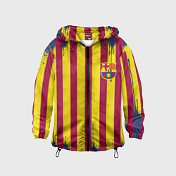 Ветровка с капюшоном детская Полосатые цвета футбольного клуба Барселона, цвет: 3D-черный