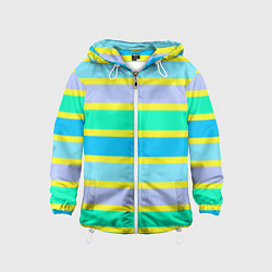 Ветровка с капюшоном детская Неоновые в желтую полоску, цвет: 3D-белый