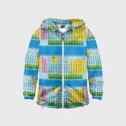 Ветровка с капюшоном детская Узор из таблицы Менделеева, цвет: 3D-белый