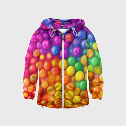 Ветровка с капюшоном детская Разноцветные шарики, цвет: 3D-белый