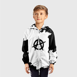 Ветровка с капюшоном детская Анархия краски чёрные, цвет: 3D-белый — фото 2