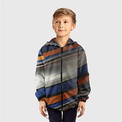 Ветровка с капюшоном детская Разноцветные прямые полосы, цвет: 3D-черный — фото 2