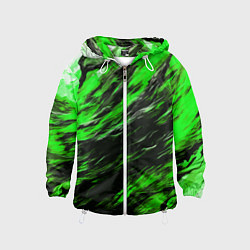 Ветровка с капюшоном детская Чёрная и зелёная буря, цвет: 3D-белый