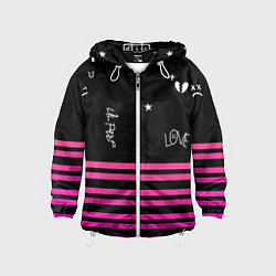 Ветровка с капюшоном детская Lil Peep розовые полосы, цвет: 3D-белый