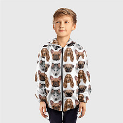 Ветровка с капюшоном детская Текстура собак, цвет: 3D-черный — фото 2