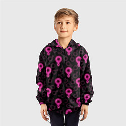 Ветровка с капюшоном детская Женский знак венеры, цвет: 3D-черный — фото 2
