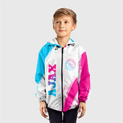 Ветровка с капюшоном детская Ajax neon gradient style вертикально, цвет: 3D-черный — фото 2