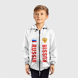 Ветровка с капюшоном детская Россия три полоски на белом фоне, цвет: 3D-черный — фото 2