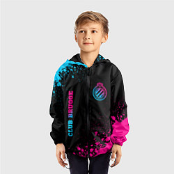 Ветровка с капюшоном детская Club Brugge - neon gradient вертикально, цвет: 3D-черный — фото 2
