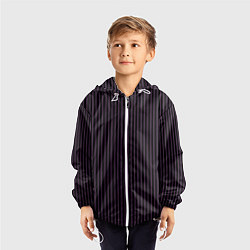 Ветровка с капюшоном детская Тёмный фиолетовый в полоску, цвет: 3D-белый — фото 2