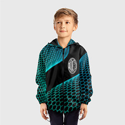 Ветровка с капюшоном детская AC Milan football net, цвет: 3D-черный — фото 2