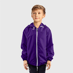 Ветровка с капюшоном детская Яркий фиолетовый в полоску, цвет: 3D-белый — фото 2