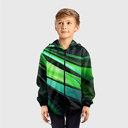 Ветровка с капюшоном детская Абстрактные геометрические плавные линии минимализ, цвет: 3D-черный — фото 2