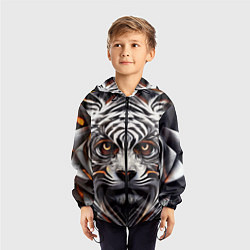 Ветровка с капюшоном детская Абстракция: тигр, цвет: 3D-черный — фото 2