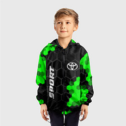 Ветровка с капюшоном детская Toyota green sport hexagon, цвет: 3D-черный — фото 2